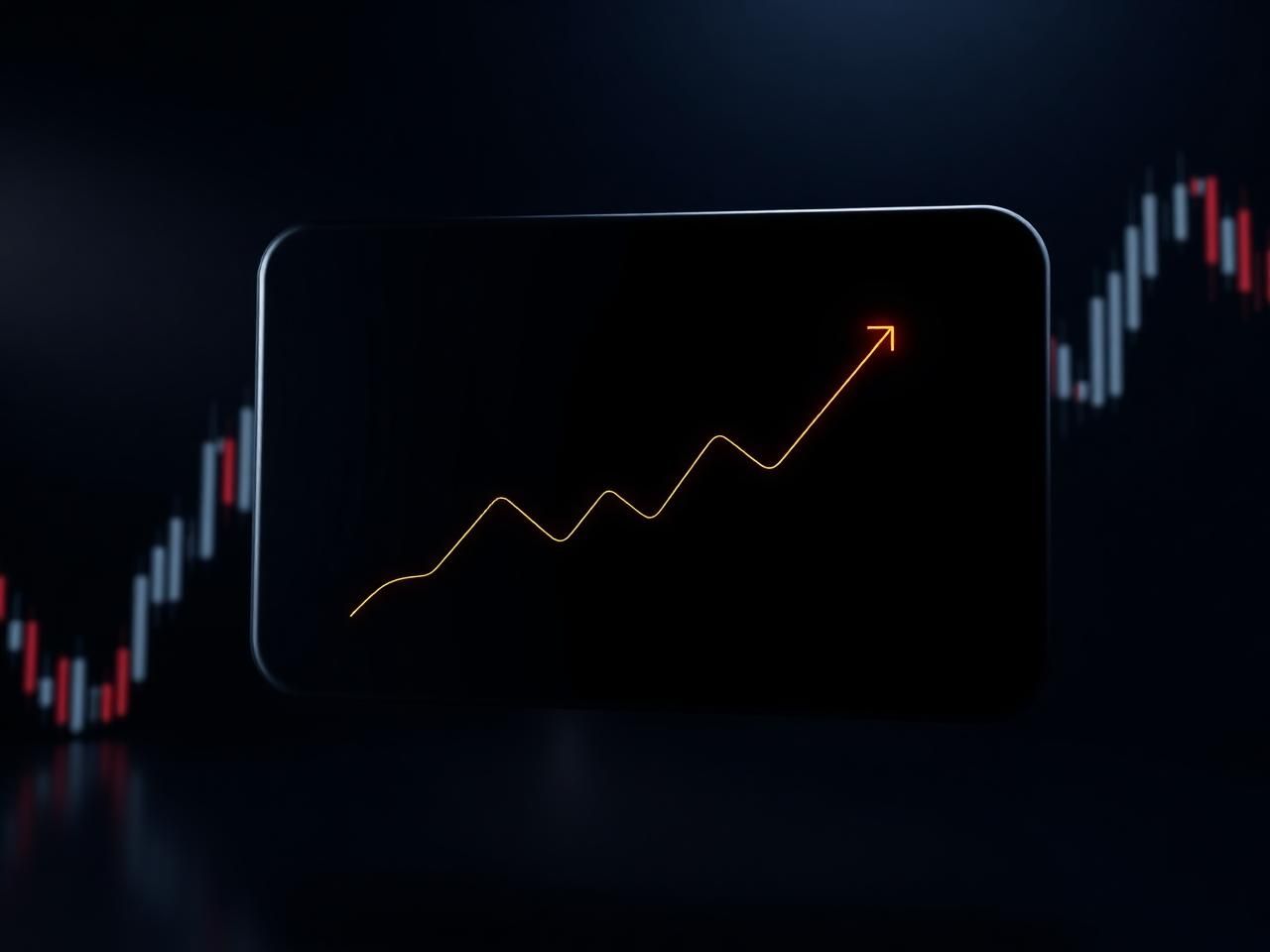 Simple dark trading panel showing a single rising trend line